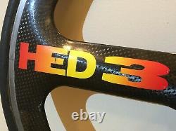 HED 3 Carbon Tri Spoke Wheel Set Front & Rear 650c Tubular trispoke bike