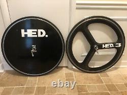 HED Carbon Wheelset Disc Rear 10 Spd AND HED 3 Tri spoke Front Wheel
