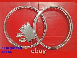 HONDA CL90 S90 FRONT & REAR WHEEL RIM + SPOKE SET mi238