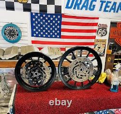 Harley 13 Spoke Dyna Wheels & Rotors 16 Rear & 19 Front withyour Sealed Bearings