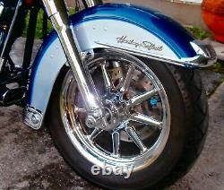 Harley 2007 Deluxe Chrome 9 Spoke Wheels Package Includes 25mm Front & 3/4 Rear