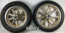 Harley 9 Spoke Mag Wheels Gold Sturgis Daytona Anniversary Sportster Dyna Fxr Hd