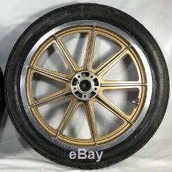 Harley 9 Spoke Mag Wheels Gold Sturgis Daytona Anniversary Sportster Dyna Fxr Hd