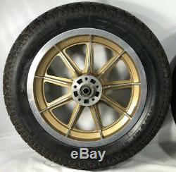 Harley 9 Spoke Mag Wheels Gold Sturgis Daytona Anniversary Sportster Dyna Fxr Hd