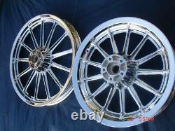 Harley Chrome 13 Spoke Dual Disc Wheels Fit Dyna Sportster 84-99 Exchange Progra