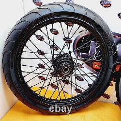 Harley Davidson Dyna Softail Spokes Laced Rear Front Wheels Rims Tires Blackline