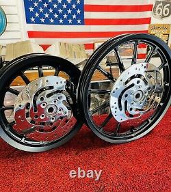 Harley Dyna 13 Spoke Wheels & Rotors 16 Rear and 19 Front with25 MM Seal Bearings