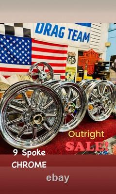 Harley-Fat-Boy Softail Heritage Wheels 9 Spokes OEM 2000 -2007 Front-Rear 16x3