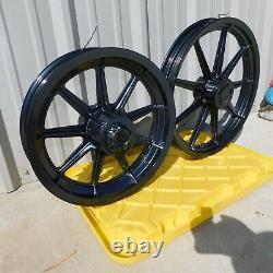 Harley OEM FXR Evo Dyna XL Wheels19 Front 16 Rear 84-98 Mirror Black 9 Spoke