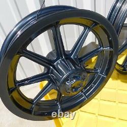 Harley OEM FXR Evo Dyna XL Wheels19 Front 16 Rear 84-98 Mirror Black 9 Spoke