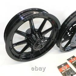 Harley OEM FXR Evo Dyna XL Wheels Rims 19 Front 16 Rear 84-98 Black 9 Spoke