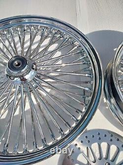 Harley Softail 00-07 DNA Mammoth 52 Spoke Chrome Set 21x3.5 Front 16x3.5 Rear