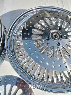 Harley Softail 00-07 DNA Mammoth 52 Spoke Chrome Set 21x3.5 Front 16x3.5 Rear