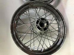 Harley chrome 16 front rear spoke wheels rims sealed bearing