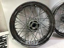Harley chrome 16 front rear spoke wheels rims sealed bearing