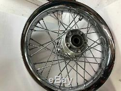 Harley chrome aluminum 16 spoke round profile front rear rims wheels