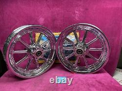 Harley softail chrome 10 Spoke Revolver Mag wheel 16 X 3 front rear 2007-16