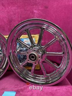 Harley softail chrome 10 Spoke Revolver Mag wheel 16 X 3 front rear 2007-16