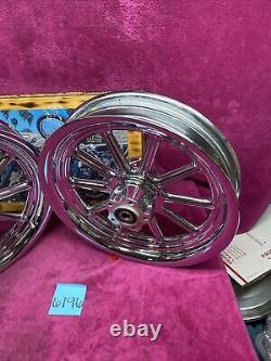 Harley softail chrome 10 Spoke Revolver Mag wheel 16 X 3 front rear 2007-16