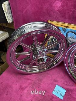 Harley softail chrome 10 Spoke Revolver Mag wheel 16 X 3 front rear 2007-16