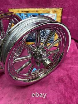 Harley softail chrome 10 Spoke Revolver Mag wheel 16 X 3 front rear 2007-16