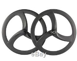 High Quality 700C 50mm Carbon Bike Tri Spoke Wheelset Bicycle 3 Spokes Wheels