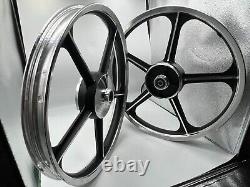 Honda C70 Passport Front and Rear Sportrim Black 5 Spoke 17 With Baaring