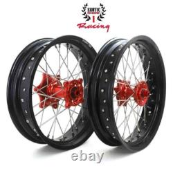 Honda CRF250L 2013-2020 Supermoto Wheels Rims Set 17 3.5/4.25 Red Hub