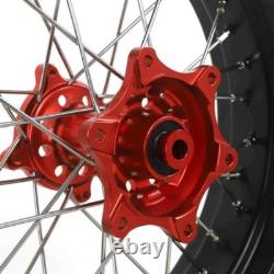 Honda CRF250L 2013-2020 Supermoto Wheels Rims Set 17 3.5/4.25 Red Hub
