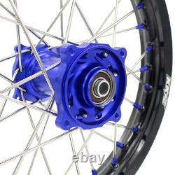 KKE 19/16 Big Kid's Wheels Rims Set For KAWASAKI KLX140 2017-2021 Blue Anodize