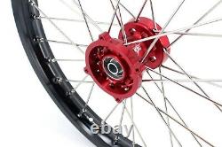 KKE 19/16 Spoked Kid's Big Wheels Rims Set For HONDA CRF150R 2007-2022 Red Hubs