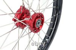 KKE 19/16 Spoked Kid's Big Wheels Rims Set For HONDA CRF150R 2007-2022 Red Hubs