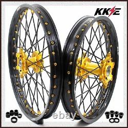 KKE 21/18 Enduro Wheels For SUZUKI RM125 2001-2007 RM250 2001-2008 Gold Black