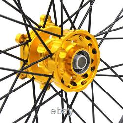 KKE 21/18 Enduro Wheels For SUZUKI RM125 2001-2007 RM250 2001-2008 Gold Black