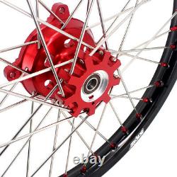 KKE 21/18 OEM Size For Honda XR650L 1993-2021 Enduro Wheels Rim CNC Red Hubs Set