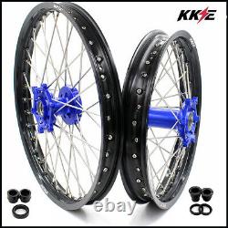 KKE 21/18 Spoked Enduro Wheels Rims Set For YAMAHA WR250R 2008-2020 Blue Hubs
