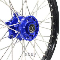 KKE 21/18 Spoked Enduro Wheels Rims Set For YAMAHA WR250R 2008-2020 Blue Hubs