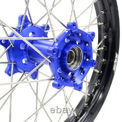 KKE 21/18 Spoked Enduro Wheels Rims Set For YAMAHA WR250R 2008-2020 Blue Hubs