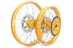 KKE 21-19 MX Spoked Wheels Fit Suzuki RM125 RM250 1996-2000 CNC Gold Rims & Hubs