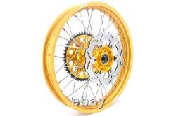 KKE 21-19 MX Spoked Wheels Fit Suzuki RM125 RM250 1996-2000 CNC Gold Rims & Hubs