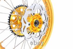 KKE 21-19 MX Spoked Wheels Fit Suzuki RM125 RM250 1996-2000 CNC Gold Rims & Hubs