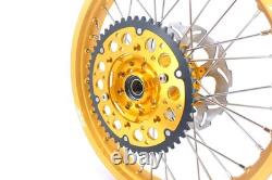 KKE 21-19 MX Spoked Wheels Fit Suzuki RM125 RM250 1996-2000 CNC Gold Rims & Hubs