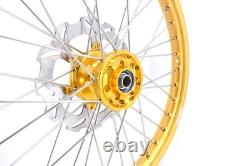 KKE 21-19 MX Spoked Wheels Fit Suzuki RM125 RM250 1996-2000 CNC Gold Rims & Hubs