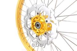 KKE 21-19 MX Spoked Wheels Fit Suzuki RM125 RM250 1996-2000 CNC Gold Rims & Hubs