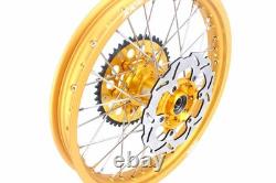 KKE 21-19 MX Spoked Wheels Fit Suzuki RM125 RM250 1996-2000 CNC Gold Rims & Hubs