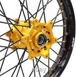 KKE 21/19 MX Wheels Rims For SUZUKI RM125 / RM250 1996-2008 Motor CNC Gold Hubs