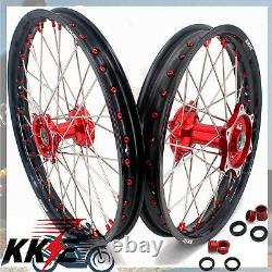 KKE 21/19 Spoke Wheels Rims Set For Honda CRF250R 2014-2022 CRF450R Cast Red Hub