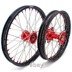 KKE 21/19 Spoke Wheels Rims Set For Honda CRF250R 2014-2022 CRF450R Cast Red Hub