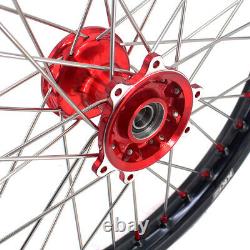 KKE 21/19 Spoke Wheels Rims Set For Honda CRF250R 2014-2022 CRF450R Cast Red Hub