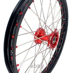 KKE 21/19 Spoke Wheels Rims Set For Honda CRF250R 2014-2022 CRF450R Cast Red Hub